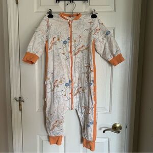 Orange and White Floral Wearable Blanket/sleep walker